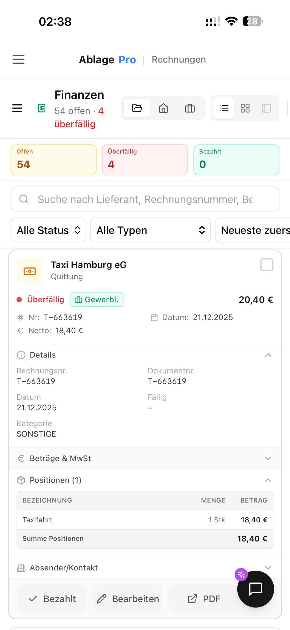 AblagePro Rechnungen